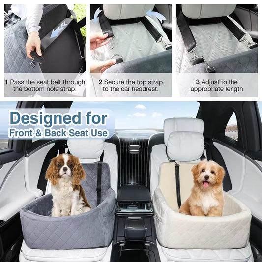 CozyRide Pet Car Seat | Secure Travel Booster with Washable Cushion