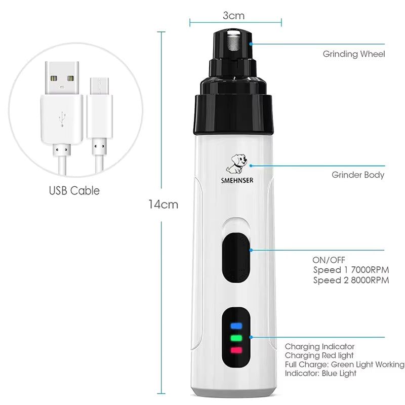 TrimEase Quiet Nail Grinder | USB Rechargeable Precision Grooming Tool