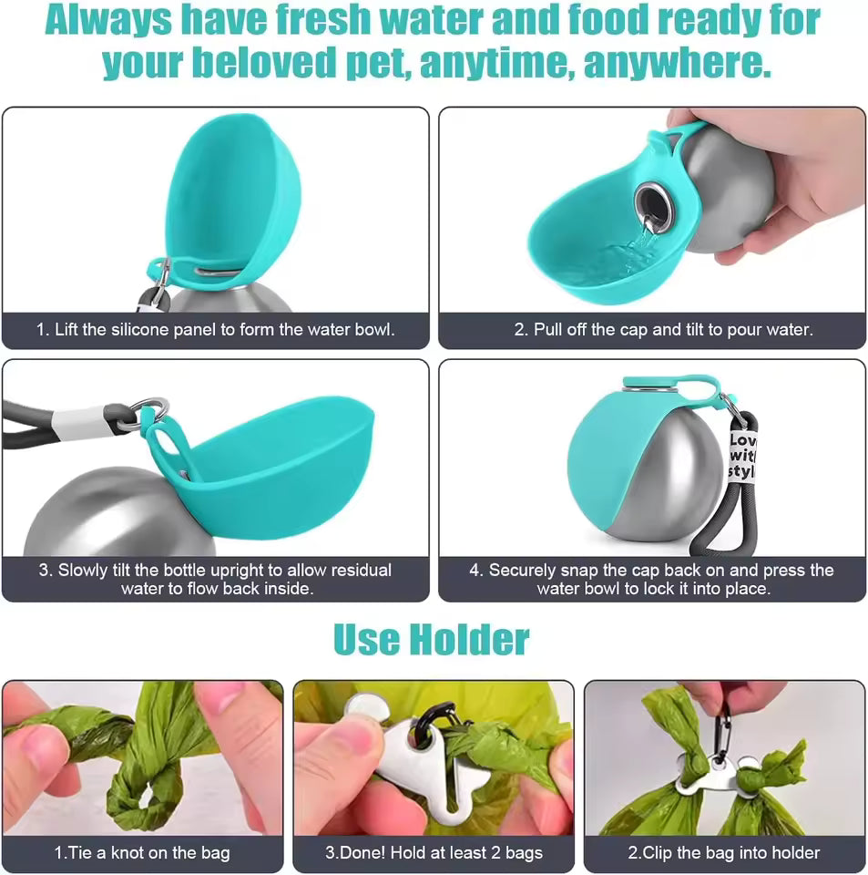 AquaGo Travel Bottle | 285ml Leak-Proof Pet Hydration Flask