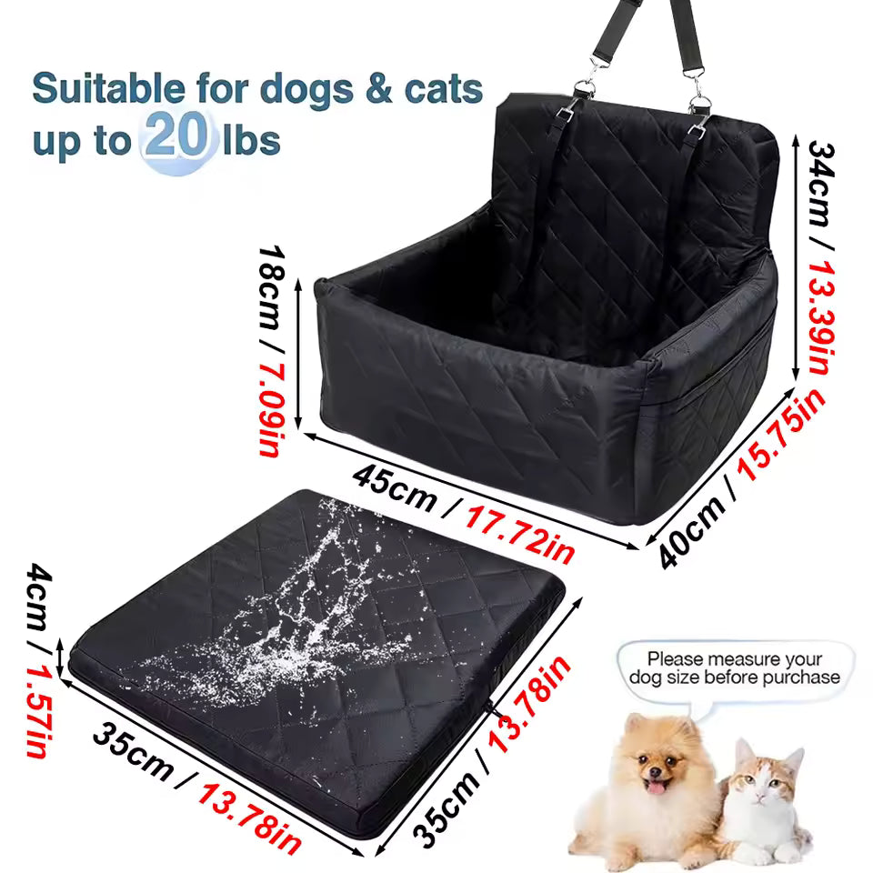 CozyRide Pet Car Seat | Secure Travel Booster with Washable Cushion