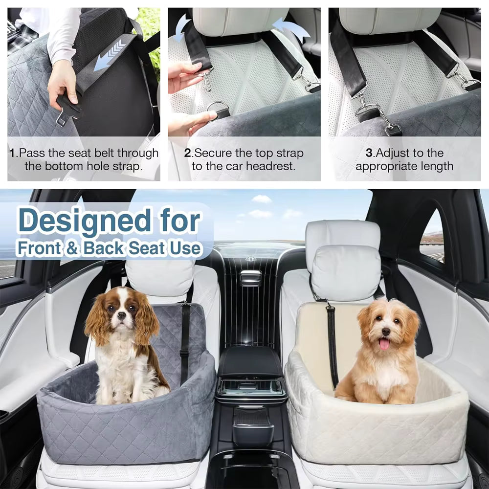 CozyRide Pet Car Seat | Secure Travel Booster with Washable Cushion
