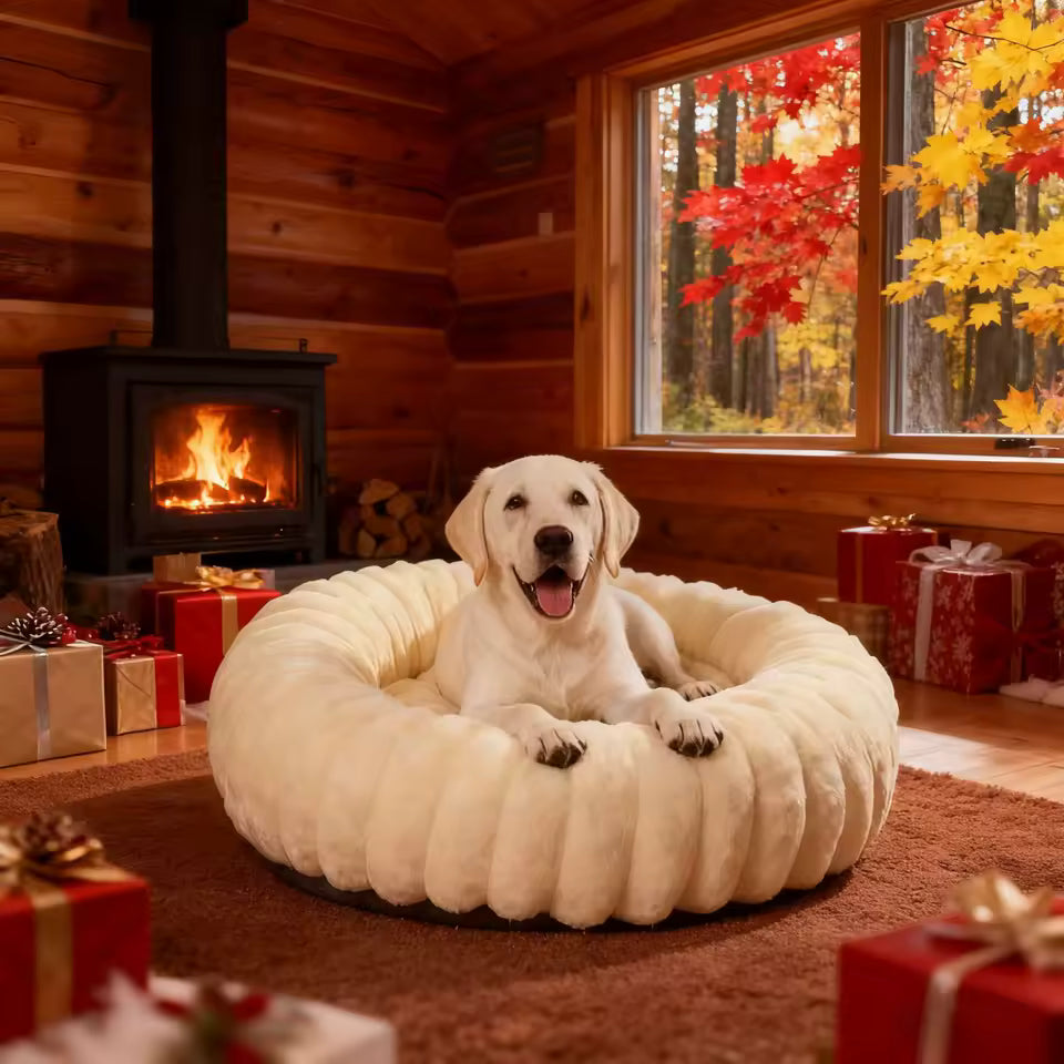 CloudNest Calming Pet Bed | Plush Donut Comfort with Washable Cover