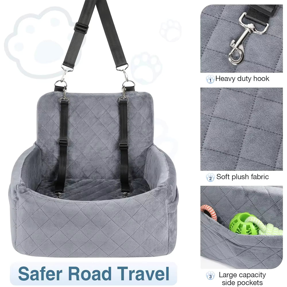 CozyRide Pet Car Seat | Secure Travel Booster with Washable Cushion