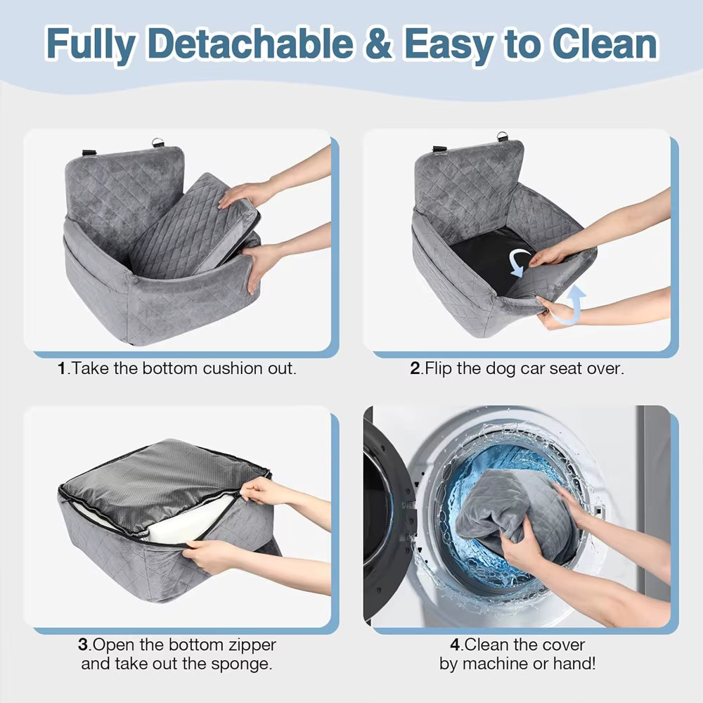CozyRide Pet Car Seat | Secure Travel Booster with Washable Cushion