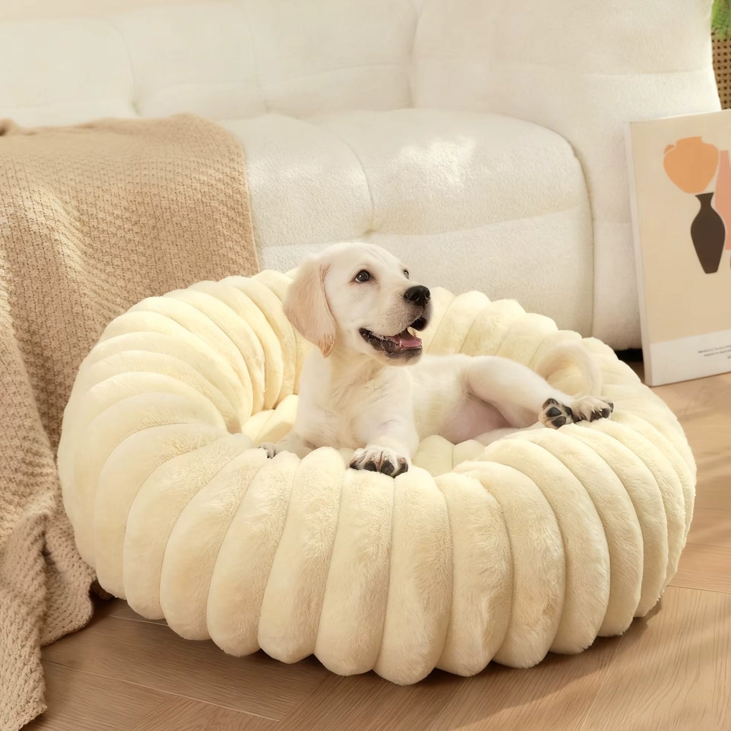 CloudNest Calming Pet Bed | Plush Donut Comfort with Washable Cover